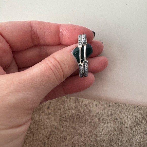 Pandora Medium Pave Silver Hoops - Picture 4 of 11